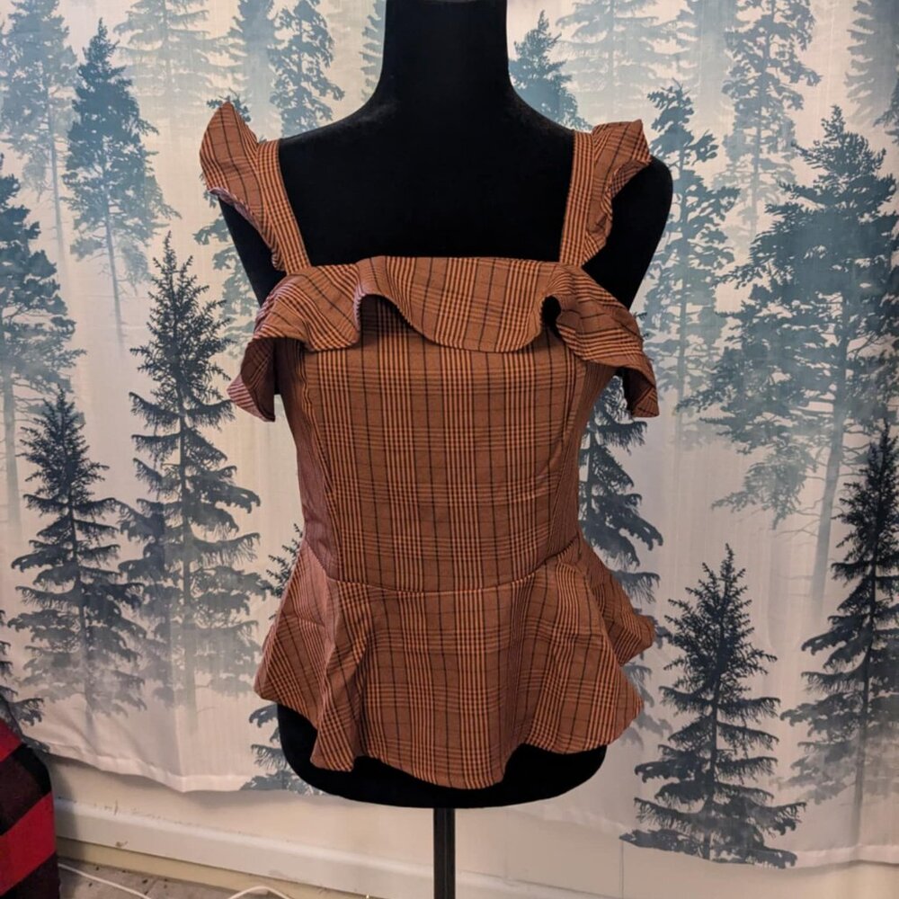 She + Sky Ruffle Peplum Blouse – Size L